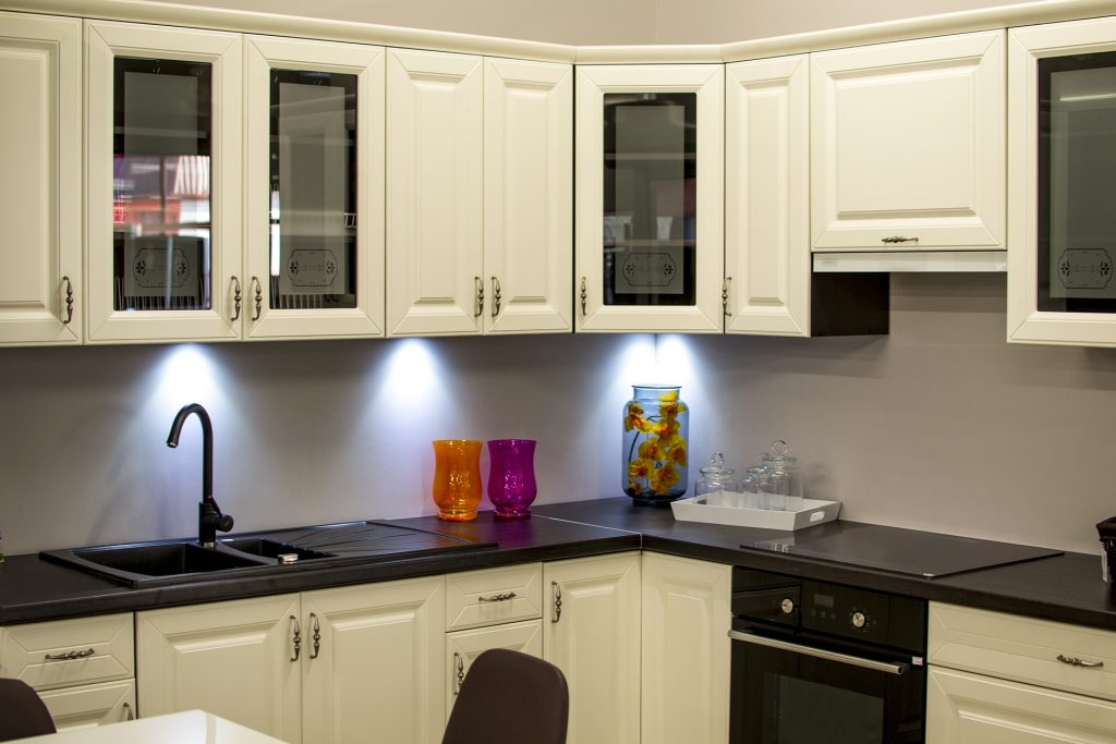 white painted kitchen cabinet